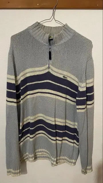 LACOSTE 스트라이프 하프 지퍼 스웨터 사이즈 4