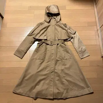 ruirue boutique 베이지 후드 부착 롱 트렌치코트