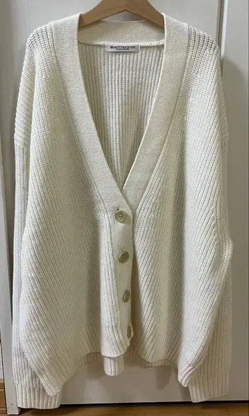 UNITED ARROWS 울 혼방 아이보리 리브 니트 가디건