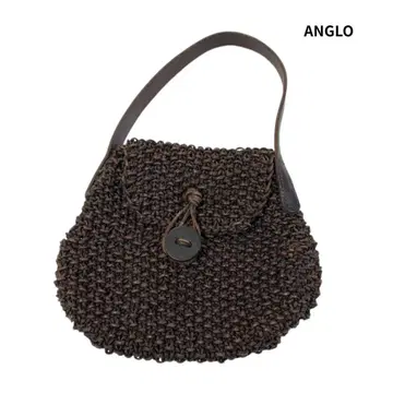 ANGLO 앵글로 가죽 메쉬 핸드백 영국제 뜨개질 다크 브라운