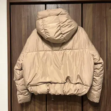 ZARA 후드 부착 베이지 다운 자켓