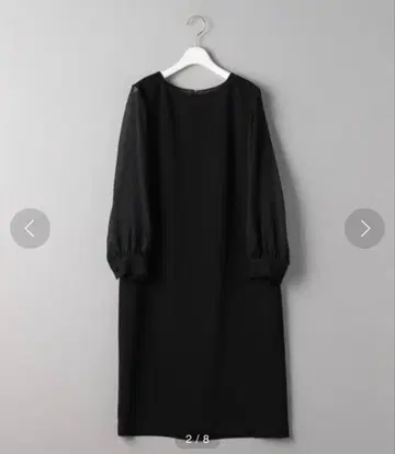 유나이티드 애로우즈 더블 크로스 조젯 퍼프 슬리브 드레스 원피스