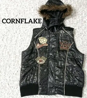 CORNFLAKE y2k 헤이세이 퍼 와펜 베스트