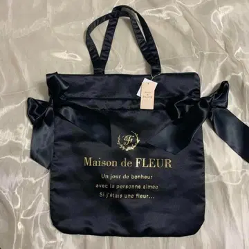 새상품 메종 드 플뢰르 더블 리본 토트백 검정 블랙
