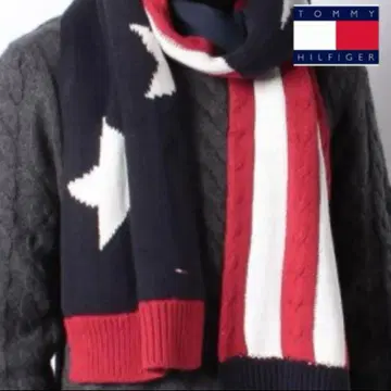 Tommyjeans 머플러 니트 머플러 네이비 타미힐피거