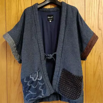 기우에몬 반텐 구루메가스리 반팔 충전솜 루즈핏 일본제