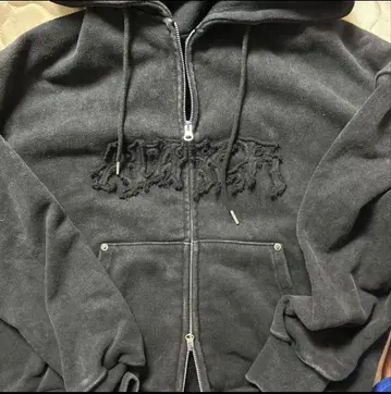 아들러 빈티지 가공 더블 지퍼 후드티 블랙