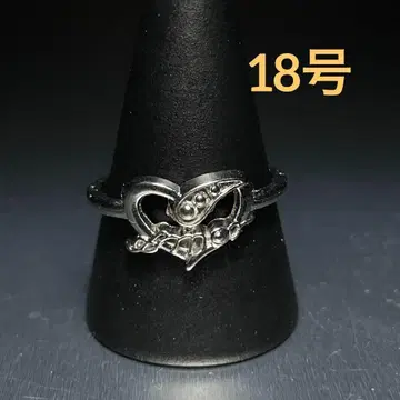 빈티지 패션 반지 실버 18호 블랙 메탈 반지 하트