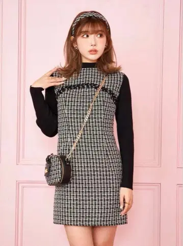 [새상품] Darich 니트 도킹 트위드 미니 원피스