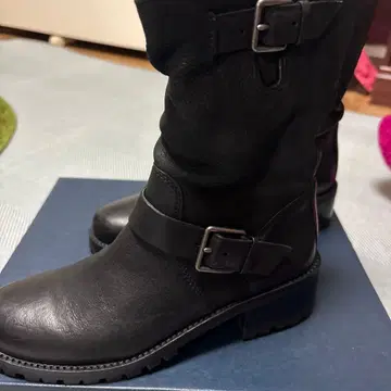 버클 장식 가죽 엔지니어 부츠