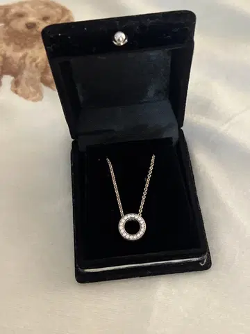 PANDORA 실버 925 크리스탈 원형 펜던트 목걸이