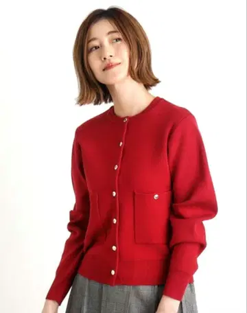 grove 골드 버튼 크루넥 가디건