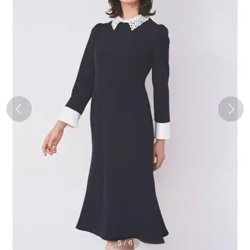 셀포드 자수 칼라 타이트 원피스