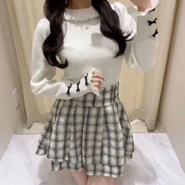 evelyn 소매 리본 니트 핑크