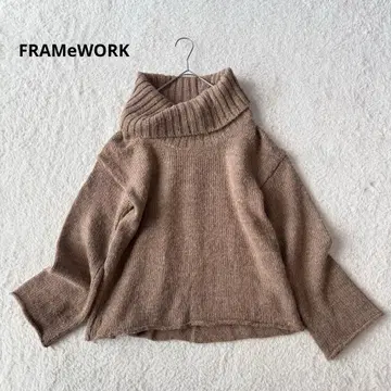 프레임워크 오프 터틀넥 니트 알파카 혼방 심플 브라운