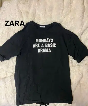 ZARA 블랙 7부 소매 T셔츠