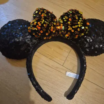 미키 모양 머리띠 블랙과 오렌지