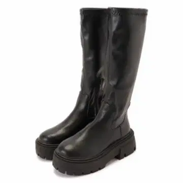 속기모 통굽 스트레치 롱 부츠 플랫폼 트랙 밑창 블랙