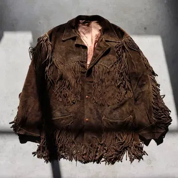 70s 가죽 브라운 스웨이드 프린지 웨스턴 런치 자켓