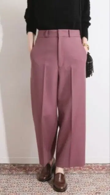 이에나 라 부클 IENA LA BOUCLE 울 개버딘 크롭 팬츠 핑크