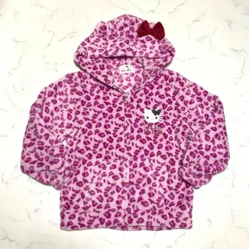 세실 맥비 헬로키티 플리스 복슬복슬 후드티 핑크 레오파드 무늬