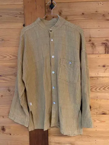 우사토 의류 ussato 우사토 올리브색 밴드 카라 셔츠 남성용