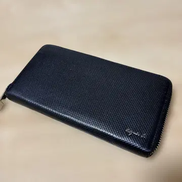 블랙 가죽 장지갑 지퍼 달린 Agnes b 에네스베