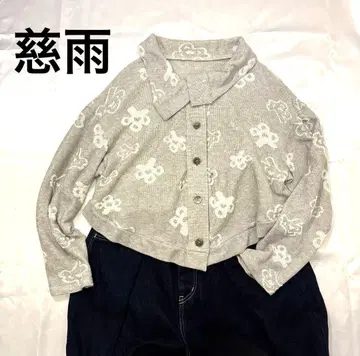 자우 라이트 그레이 크롭 가디건