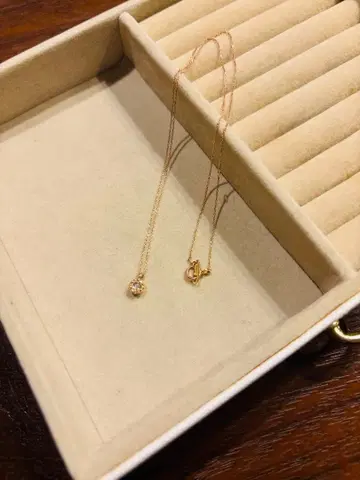 k10pg 로즈컷 다이아몬드 목걸이 40cm