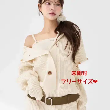 아이보리 리브 로우웨스트 디자인 니트 원피스 다리치 F