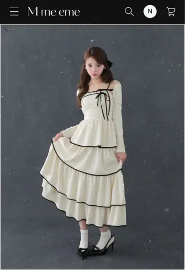 Tiered ribbon ensemble 원피스 M.M