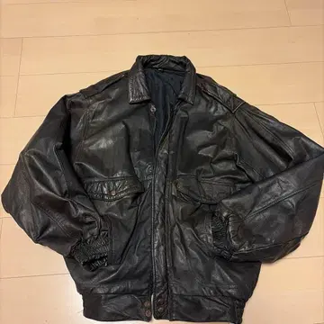 블랙 가죽 봄버 자켓 사이즈 50