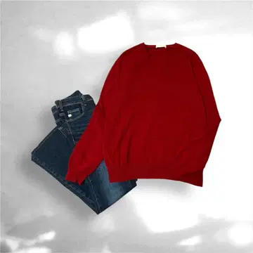 유니클로 UNIQLO 캐시미어 100% 니트 스웨터 V넥 XL 빨간색