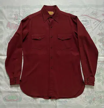 40s 50s GAME AND LAKE 개버딘 셔츠 밴드 포함