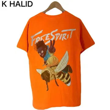 애니멀 하치 블랙 스트릿 아메카지 미국 T셔츠 오렌지 반팔