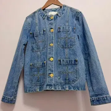 데님 자켓 버튼 포함 4 포켓 S 사이즈