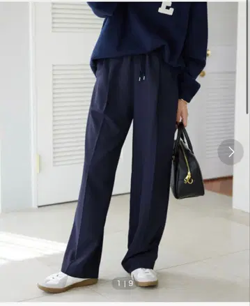 SLOBE IENA 더블 크로스 이지 드로스트 테이퍼드 네이비