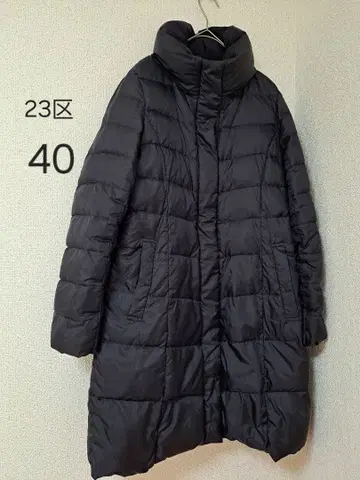 23구 시레 타프타 다운 롱 코트 후드 퍼 결품 네이비 40