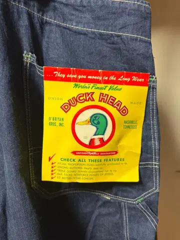 DUCK HEAD 데님 오버롤 빈티지