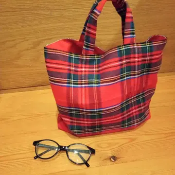 New 빨간색 타탄 체크 토트백 ( 핸드메이드 )