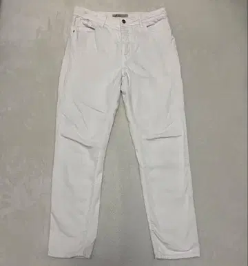 자라 베이직 청바지 화이트 데님 버튼 플라이 데미지 Z1975