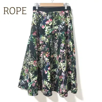 로페 꽃무늬 플레어 스커트 롱 기장 ( S ) 일본제 허리밴딩 화려함