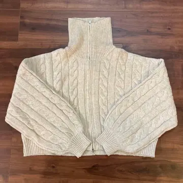 andme 숏 기장 더블 지퍼 케이블 니트 가디건