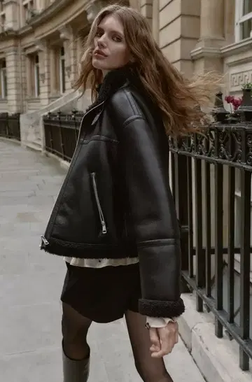 ZARA 더블 페이스 페이크 양가죽 자켓 이번 시즌