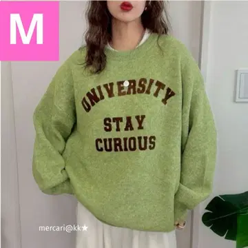 새상품 시마무라 non noooon 로고 니트 M 그린 풀오버