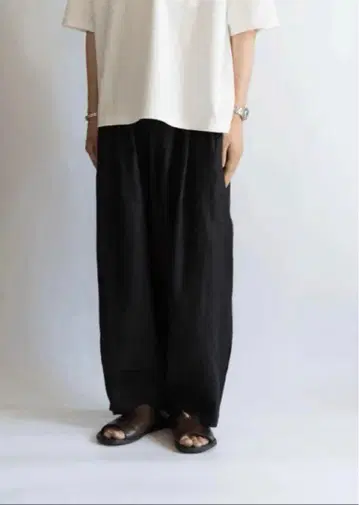 무인양품 나무 열매로 만든 카포크 혼방 벌룬 팬츠 블랙 L-XL