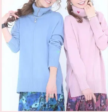 앤드러브 매일 활기찬 HAPPY 컬러 니트 튜닉 블루 3L 미개봉 새상품