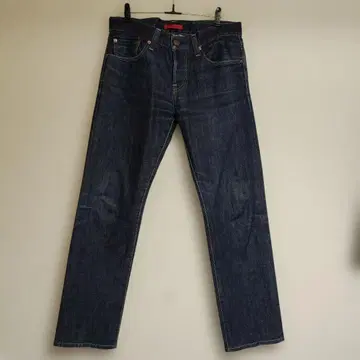 레드카드 버튼 플라이 다크 네이비 데님 청바지 슬림 스트레이트 L 상당