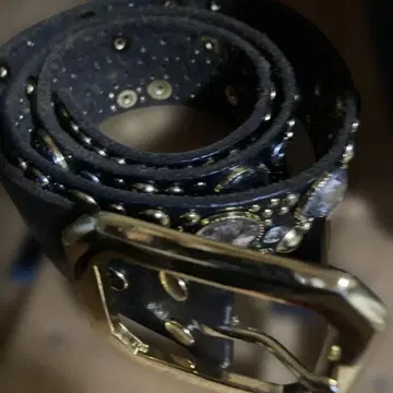 남성용 천연 가죽 스터드 벨트 밤색