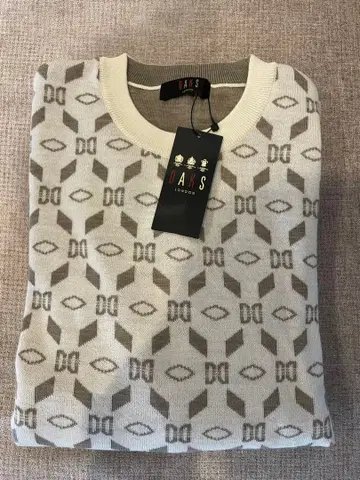 DAKS 기하학 패턴 울 스웨터 L